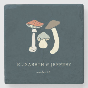 Rustic Elegant Woodland Wild Mushrooms Wedding Stone Coaster