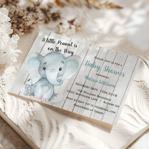 Rustic Elephant Boy Baby Shower Invitation