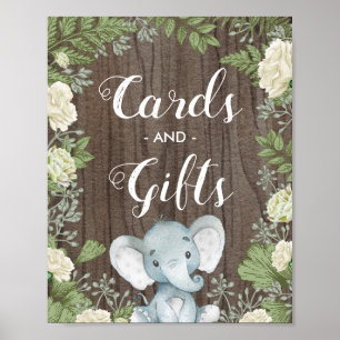 Rustic Elephant Cards Gifts / Botanical Greenery Poster