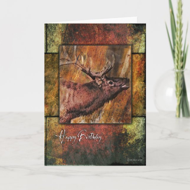 Rustic Elk Wildlife Birthday Card (Front)