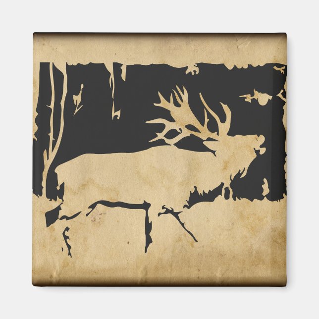 Rustic Elk Wildlife Hunting Nature Animals Fridge Magnet (Front)