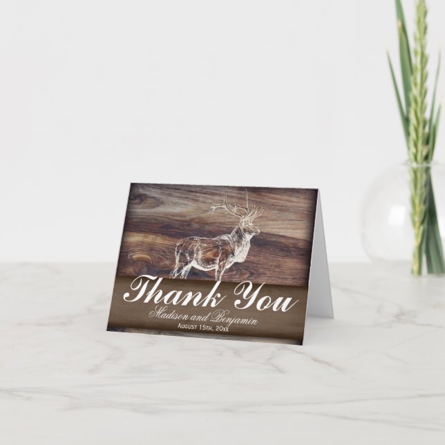 Rustic Elk Wildlife Wedding Thank You Card (Front)