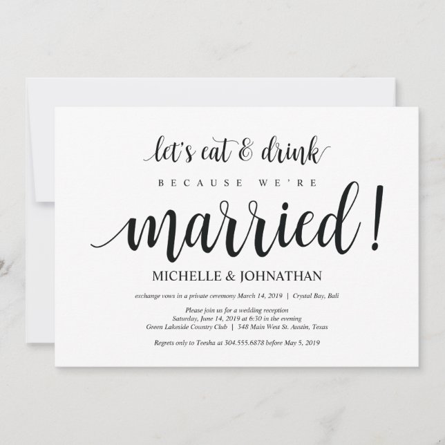 Rustic Elopement Reception Invitation Card (Front)
