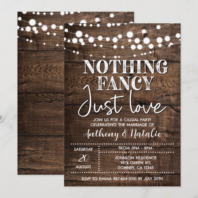 Rustic Elopement Wedding Invitation (Front/Back)