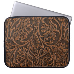 Rustic Embossed Leather Laptop Sleeve