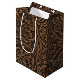 Rustic Embossed Leather Medium Gift Bag