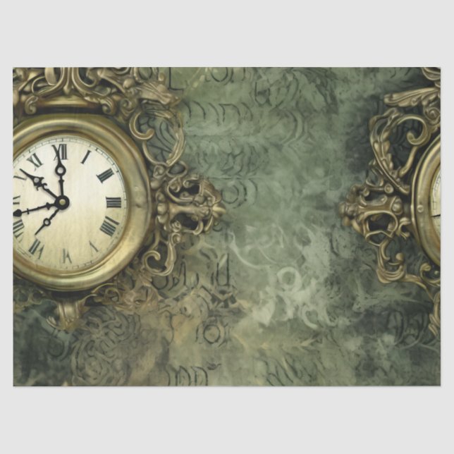 Rustic Emerald Green Antique Steampunk Tissue Paper (Front)