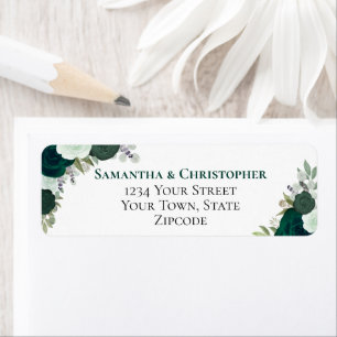 Rustic Emerald Green Roses Wedding Return Address