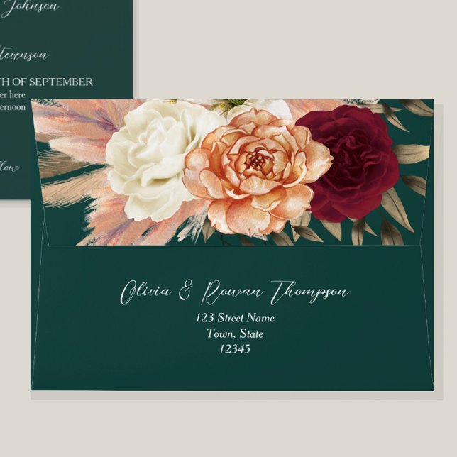 Rustic Emerald Green Wedding Envelope (Creator Uploaded)