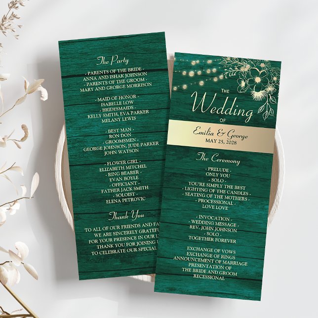 Rustic Emerald Green Wedding Programme (Creator Uploaded)