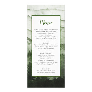Rustic Emerald Mountain Landscape Wedding Menu