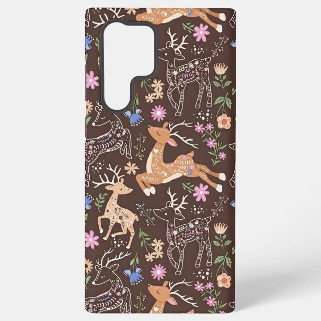 Rustic Enchanted Deer and Botanicals Samsung Galaxy S22 Ultra Case (Back)