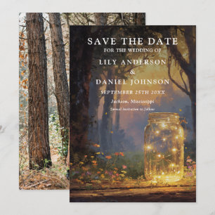 Rustic Enchanted Forest Mason Jar Photo Wedding Save The Date