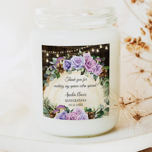 Rustic Enchanted Forest Purple Floral Quinceañera Square Sticker