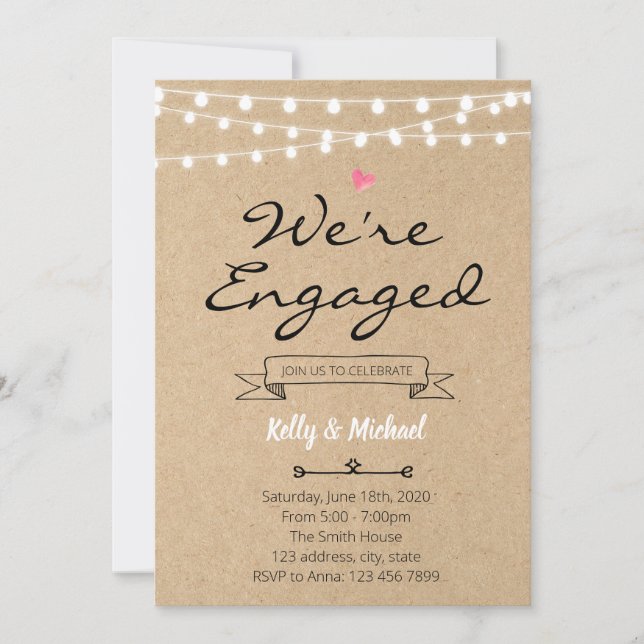 Rustic Engagement Editable Invitation (Front)