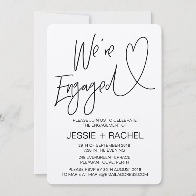 Rustic Engagement Party Invitation We're Engaged (Front)