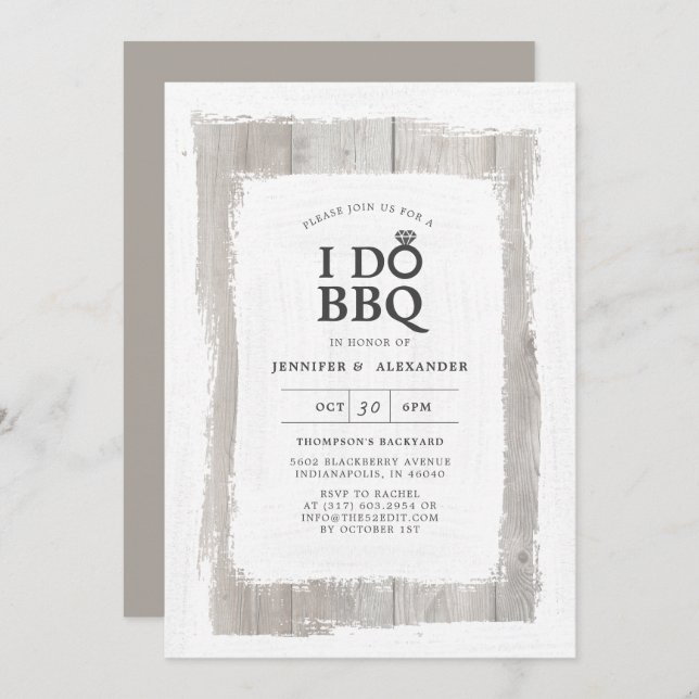 Rustic Engagement Ring I DO BBQ Engagement Party Invitation (Front/Back)