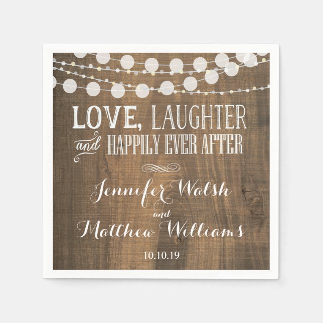 Rustic Engagment Wedding Perzonalized napkins (Front)