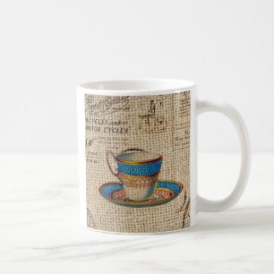 Rustic english country tea party blue teacup coffee mug