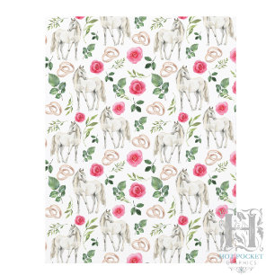 Rustic Equestrian Floral Pink Scrapbook Paper