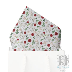 Rustic Equestrian Floral Red Tissue Paper