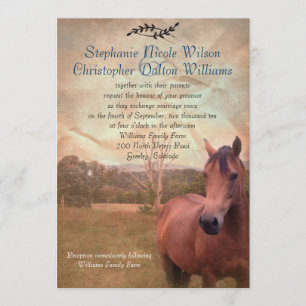 Rustic Equestrian Wedding Invitation - Brown Back
