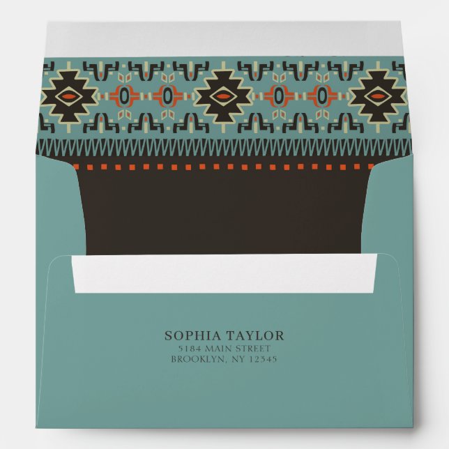 Rustic Ethnic Tribal Winter Wedding Envelope (Back (Bottom))