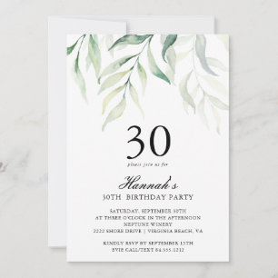 Rustic Eucalyptus 30th Birthday Party Invitation