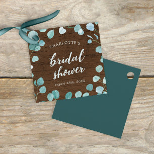 Rustic Eucalyptus and Brown Wood Bridal Shower Favour Tags
