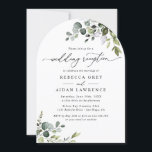 Rustic Eucalyptus Arch Greenery Wedding Reception Invitation<br><div class="desc">This elegant collection features mixed watercolor greenery leaves paired with a classy serif & delicate sans font in black,  with a monogram on the back. Matching items available.</div>