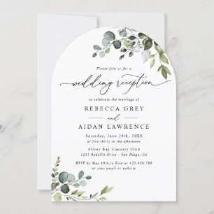 Rustic Eucalyptus Arch Greenery Wedding Reception Invitation