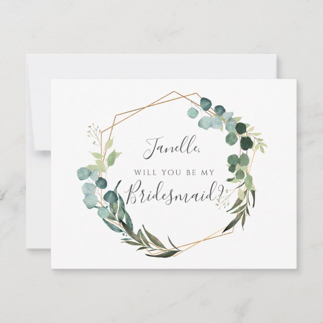 Rustic Eucalyptus Be my DIY Bridesmaid Invitation (Front)