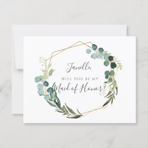 Rustic Eucalyptus Be my DIY Maid of Honour Invitation