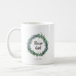 Rustic Eucalyptus Berry Botanical Flower Girl Coffee Mug<br><div class="desc">Winter botanical design features a Boho eucalyptus wreath with navy blue privet berries. Flower Girl is written in the centre. Your wedding date below. These are also available for the bride, for the maid of honour, mother of the bride, mother of the groom and bridesmaid. Buy one for every member...</div>