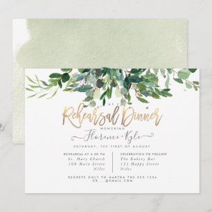 Rustic Eucalyptus, Blue Gum Rehearsal Dinner Invitation