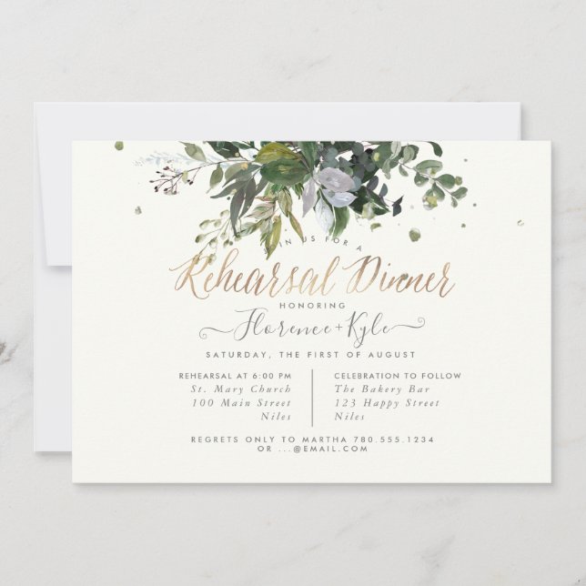 Rustic Eucalyptus, Blue Gum Rehearsal Dinner Invitation (Front)