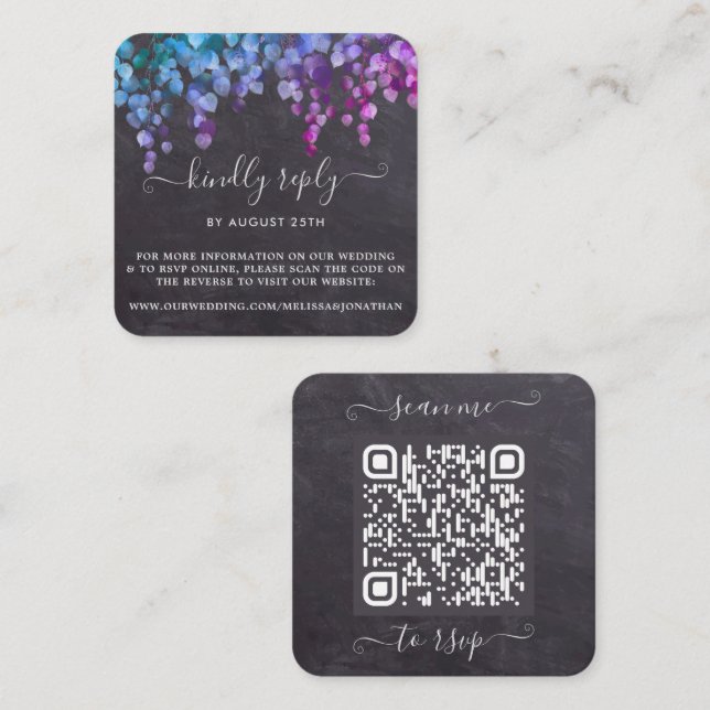 Rustic Eucalyptus Botanical Wedding RSVP QR Code  Enclosure Card (Front/Back)