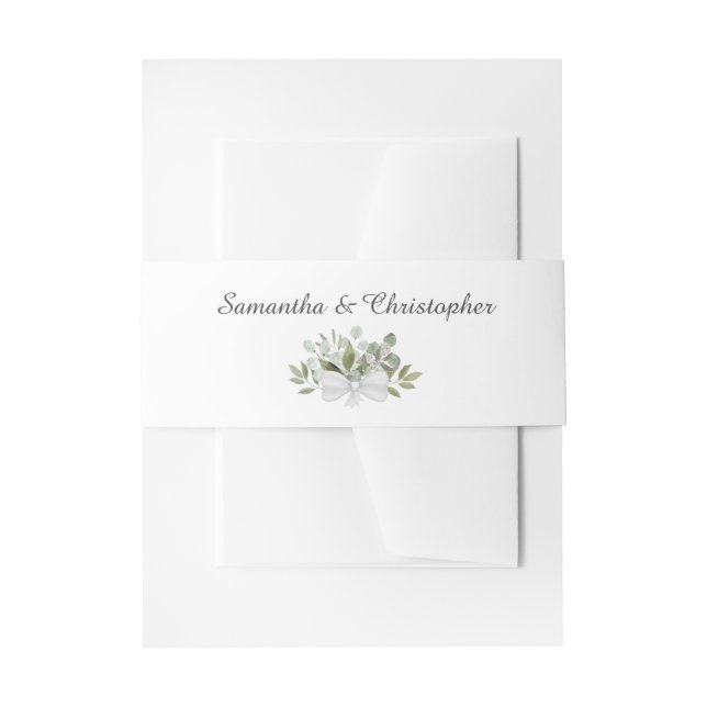 Rustic Eucalyptus Bouquet Elegant Wedding Invitation Belly Band (Front Example)