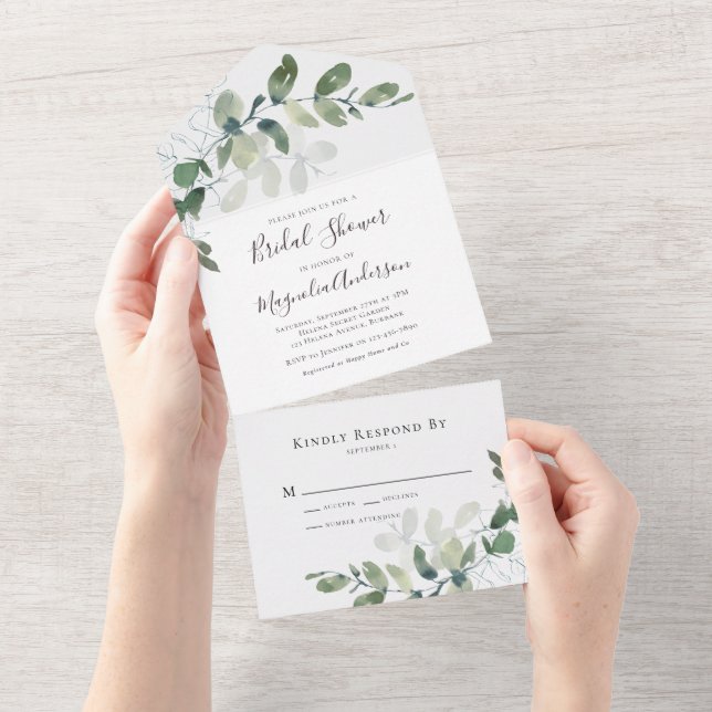 Rustic Eucalyptus Bridal Shower  All In One Invitation (Tearaway)