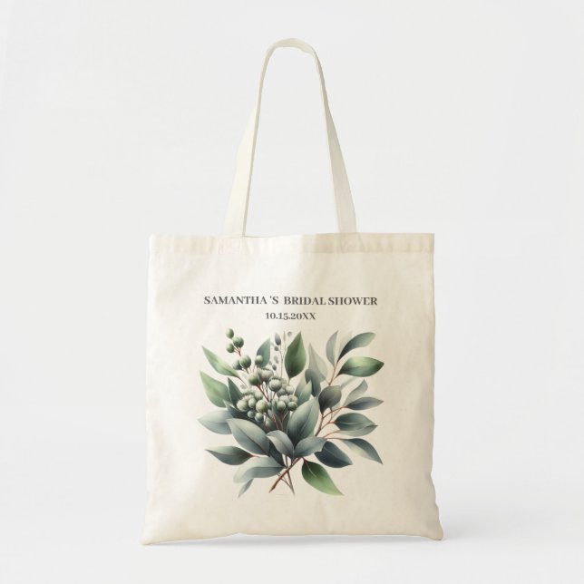 Rustic Eucalyptus Bridal Shower favours Tote Bag (Front)