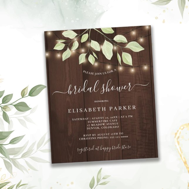 Rustic eucalyptus budget bridal shower invitation (Creator Uploaded)