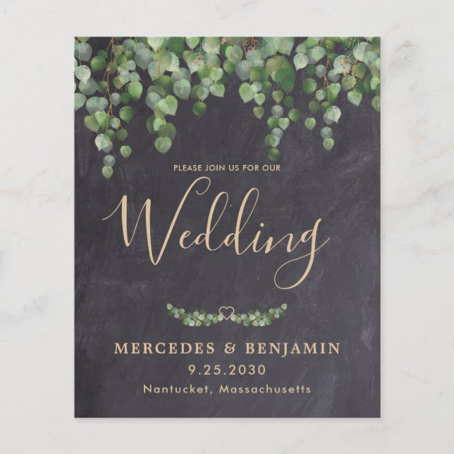 Rustic Eucalyptus Budget QR Code Wedding Invite (Front)