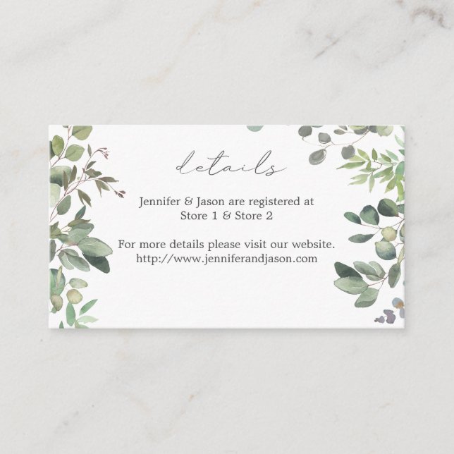 Rustic Eucalyptus Details SM Enclosure Card (Front)