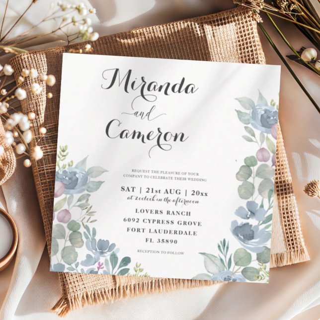 Rustic Eucalyptus Dusty Blue Wedding Invitation (Creator Uploaded)