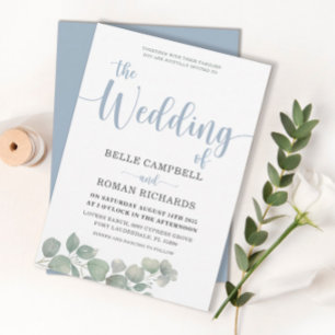 Rustic Eucalyptus Dusty Blue Wedding Invitation