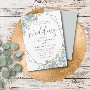 Rustic Eucalyptus Dusty Blue Wedding Invitation