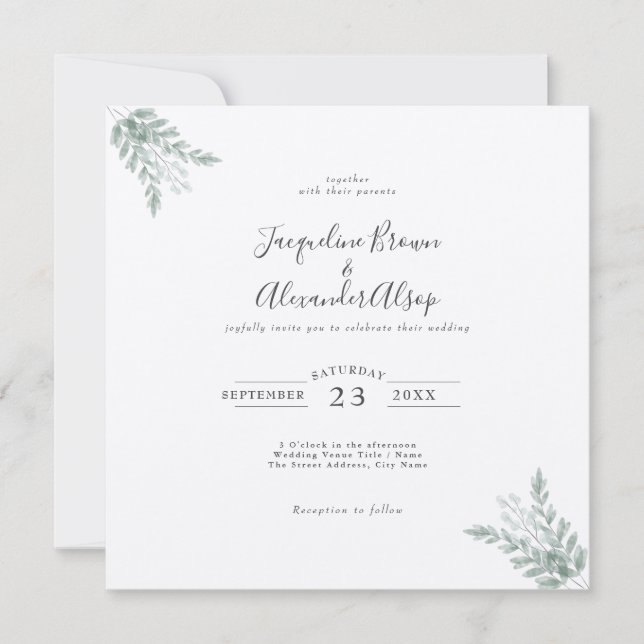 Rustic Eucalyptus Eco Friendly Kraft Paper Wedding (Front)