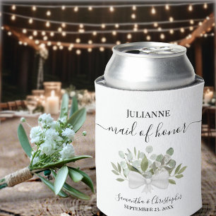 Rustic Eucalyptus Elegant Maid of Honour Wedding Can Cooler