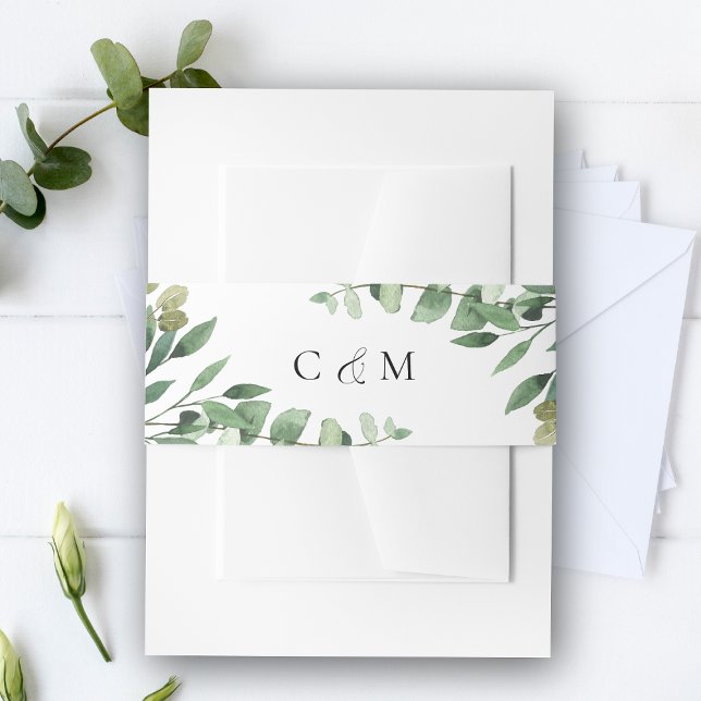 Rustic Eucalyptus Foliage Wedding Invitation Belly Band (Rustic Eucalyptus Foliage Wedding Invitation Belly Invitation Belly Band)