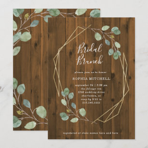 Rustic Eucalyptus   Geometric Bridal Brunch Invitation